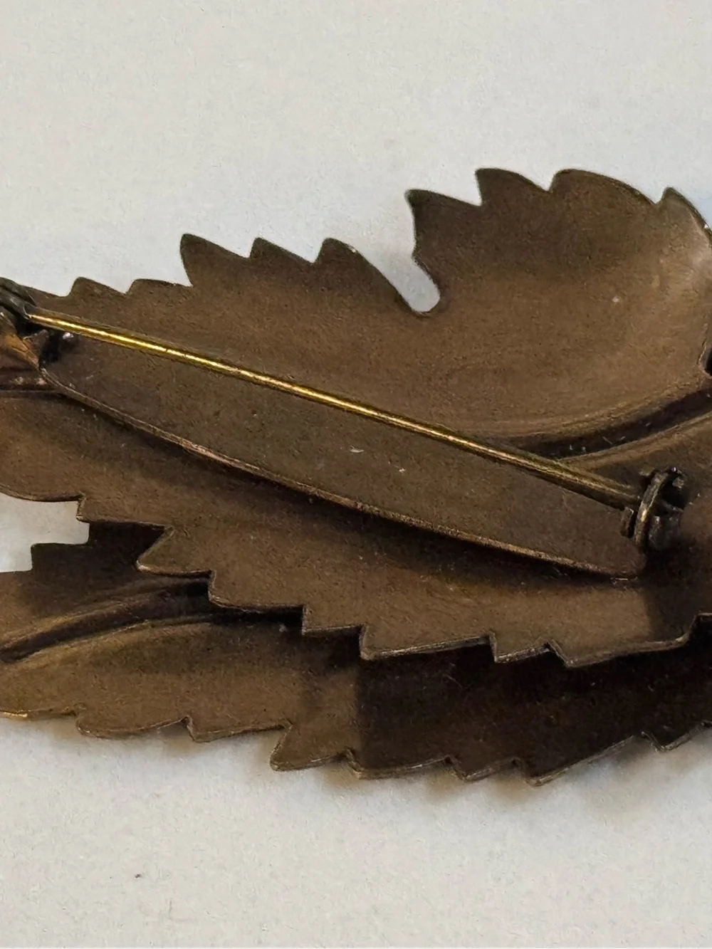 Vintage Fall Autumn Double Leaf Brooch Brass Bronze Tone Brooch Pin Metal